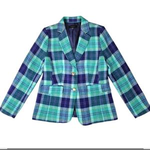 Talbots Blue and Green Plaid Blazer